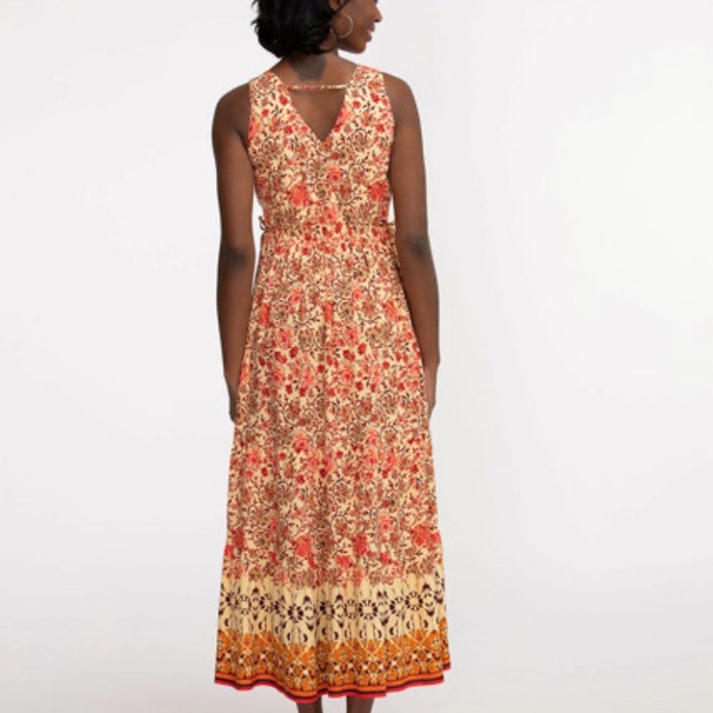 Cleo Sleeveless Red and Cream Maxi Sundress - Picture 4 of 9